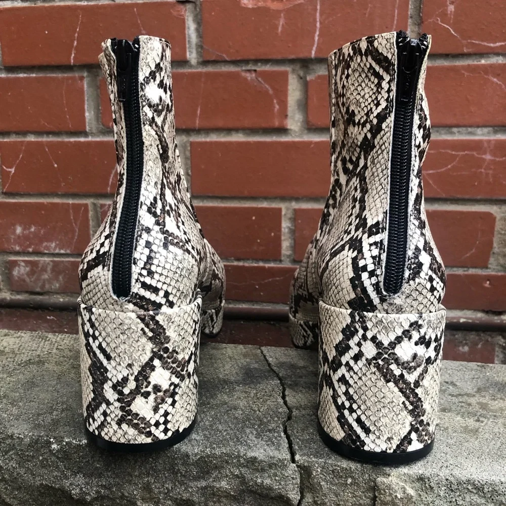 Faryl Robin for Anthropologie Snakeskin Patterned Platform Ankle Boots - Picture 3 of 5